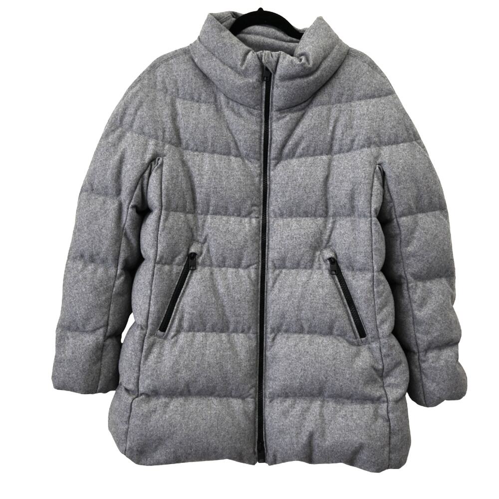 Aether Gray Wool Blend Chelsea Goose Down Puffer Coat Size M